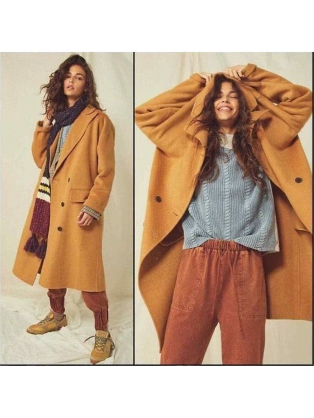 NWT Free People Adore You Wool Maxi Coat Camel XS $228